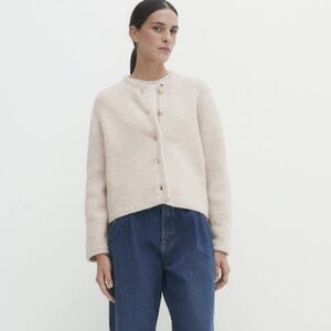 Massimo Dutti button up wool blend cream cardigan